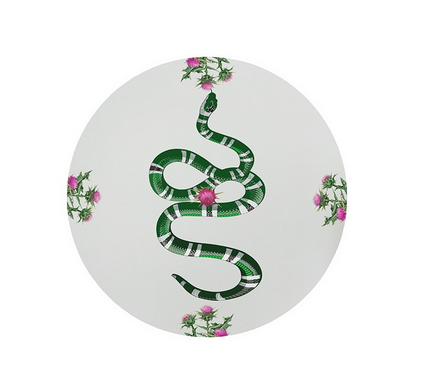 THISTLE AND SNAKE PINK WHITE 16 ROUND PEBBLE